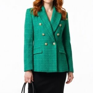 Zara Green Double-Breasted Blazer